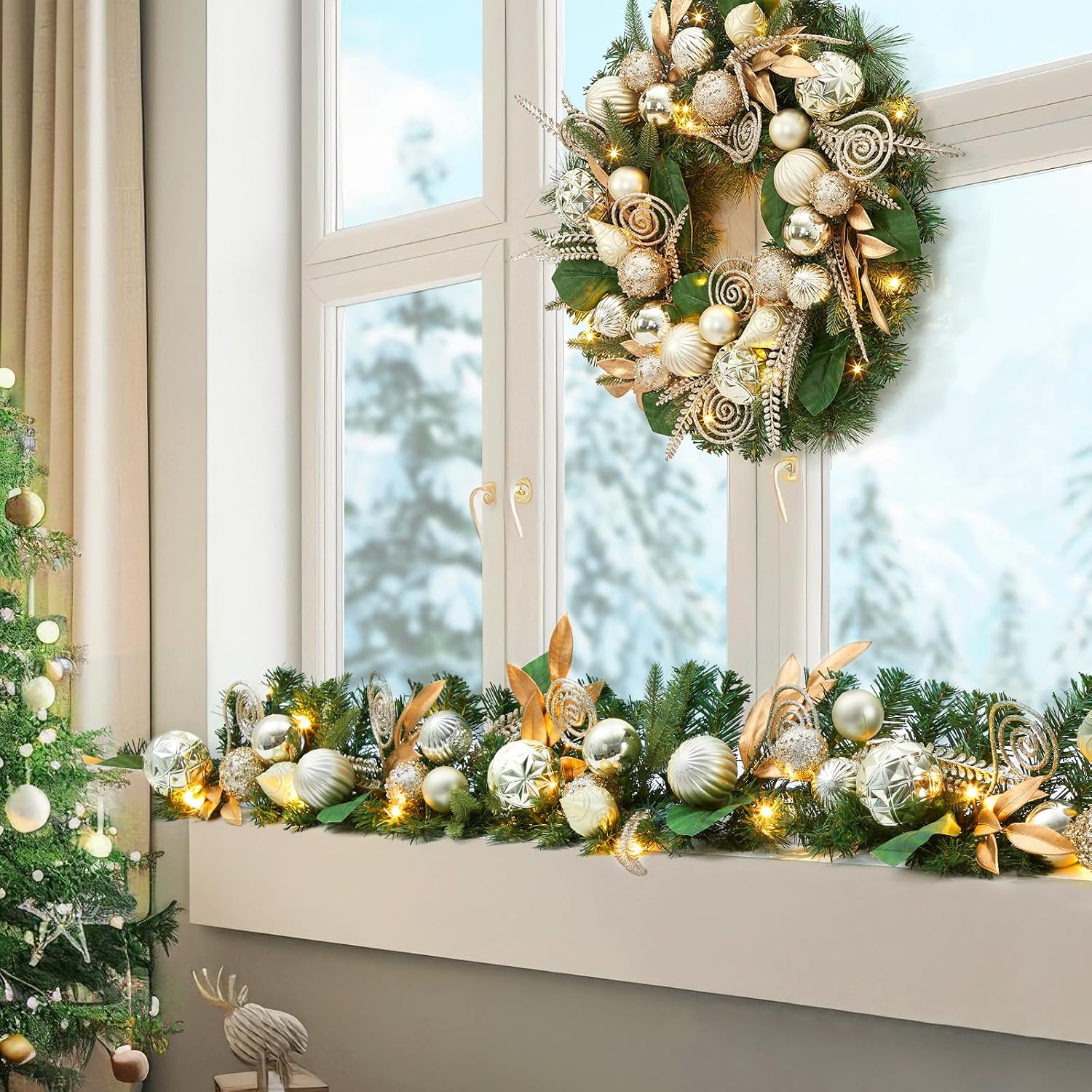 Led Fairy String Lights - Garvee 24-Zoll-Weihnachtskranz, künstliche Weihnachtsgirlande mit 20