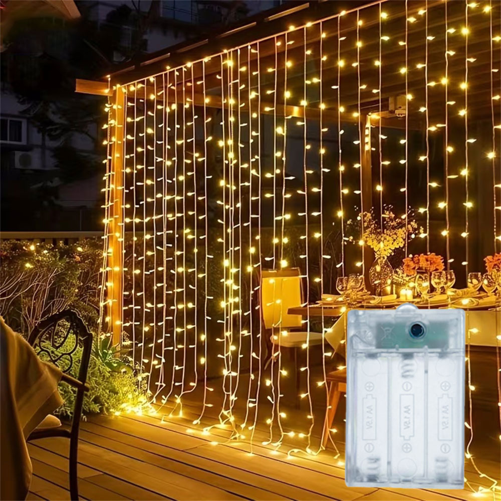 Led Fairy String Lights - 3/6m Vorhang-LED-Lichterkette, batteriebetrieben, Girlande, Lichterkette, Weihnachtsdekoration