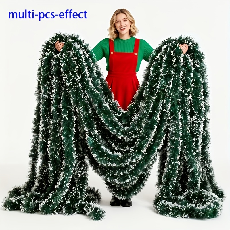 Tinsel Garland Decoration - 6/14 m lange Weihnachts-Lametta-Girlande, hängende Dekoration