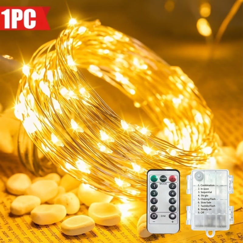 Led Fairy String Lights - 10M Fernbedienbare Wasserdichte Batteriebetriebene Lichterkette, Romantische