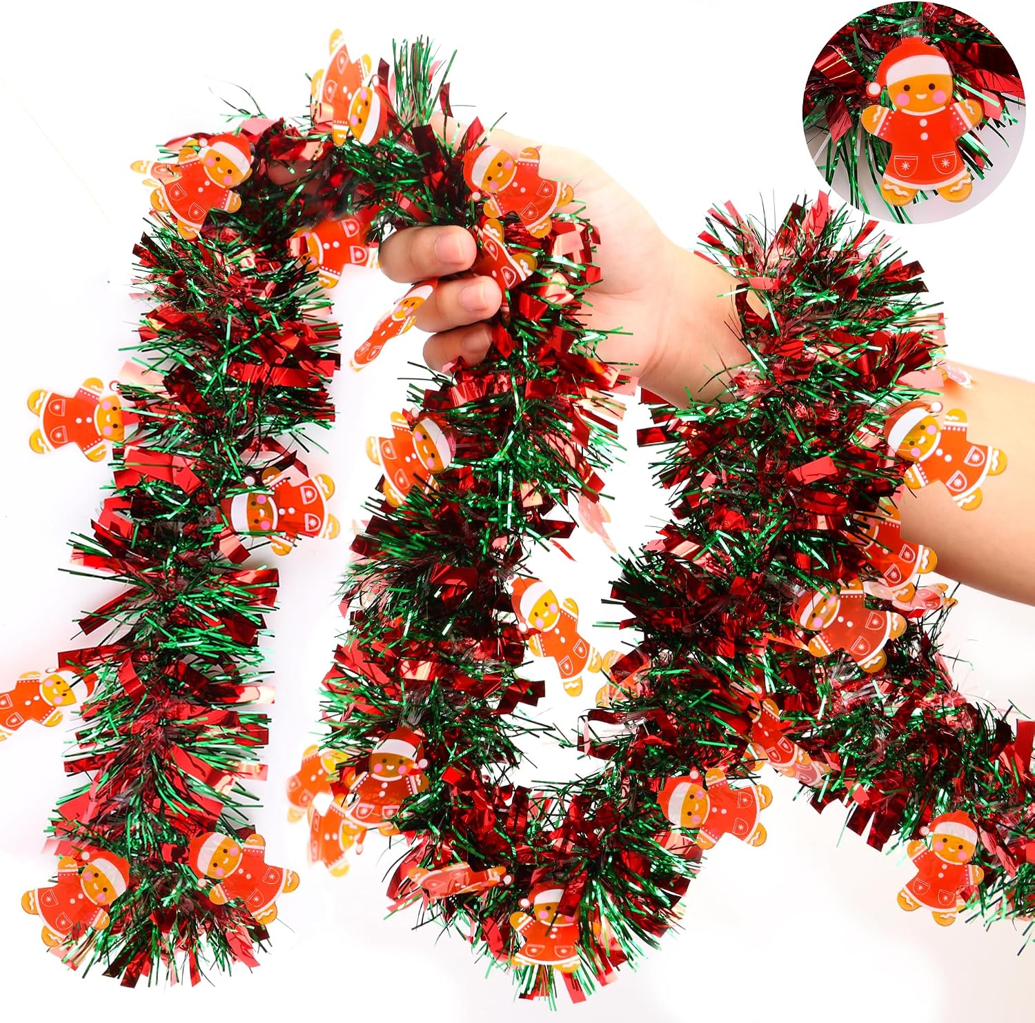 Tinsel Garland Decoration - Weihnachtsgirlanden-Dekorationen, rote und grüne Weihnachtsgirlande mit