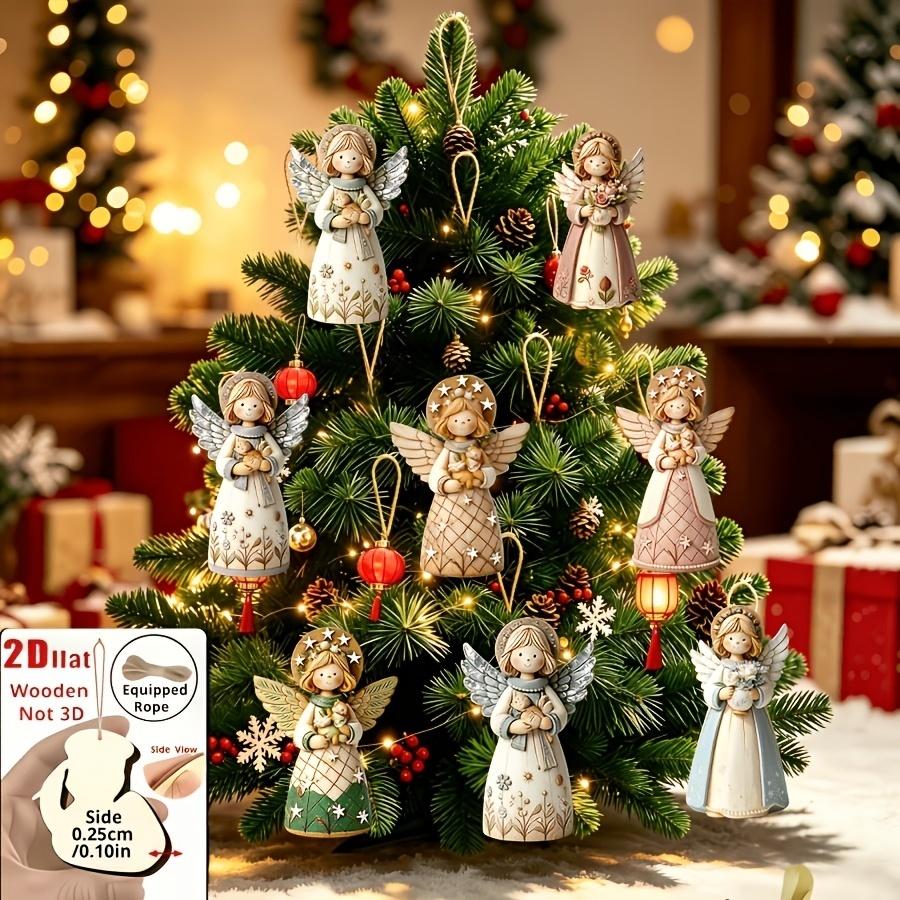 Christmas Tree Artificial - 1/5/10/20/50/100 Stück 2D-Vorlage, 8 Retro-Engel-Ornamente, geeignet
