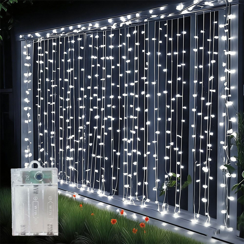 Led Fairy String Lights - Batteriebetriebene 3/6m Vorhang-LED-Lichterkette, Girlande, Lichterkette, Weihnachtsdekoration
