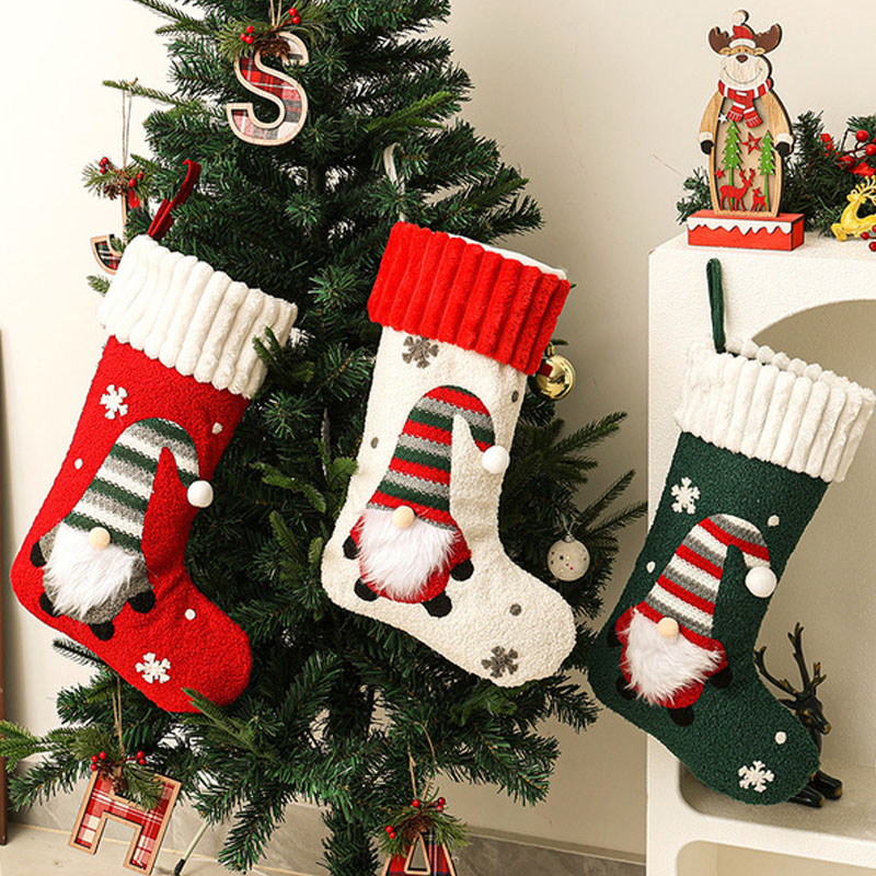 Christmas Stocking Hanging - Neuer Weihnachtsstrumpf-Ornament aus Plüsch, Weihnachtsgeschenktüte, hängende